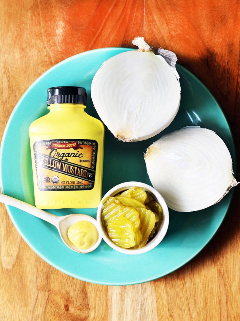 Ingredients to make old-fashioned burger relish: Click through for recipe.