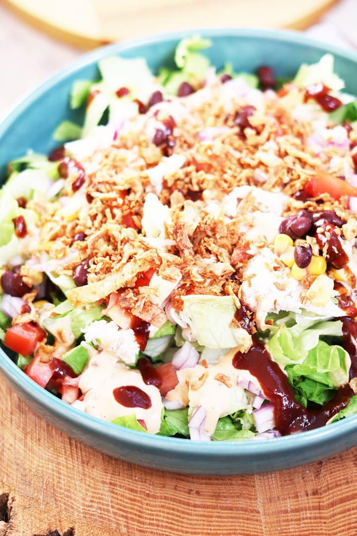 BBQ turkey salad, made with leftover Thanksgiving turkey.