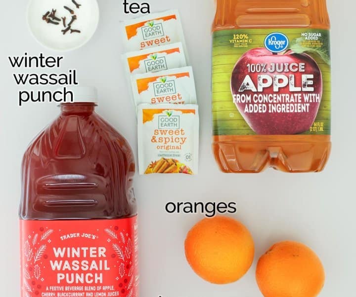 ingredients for wassail tea punch.